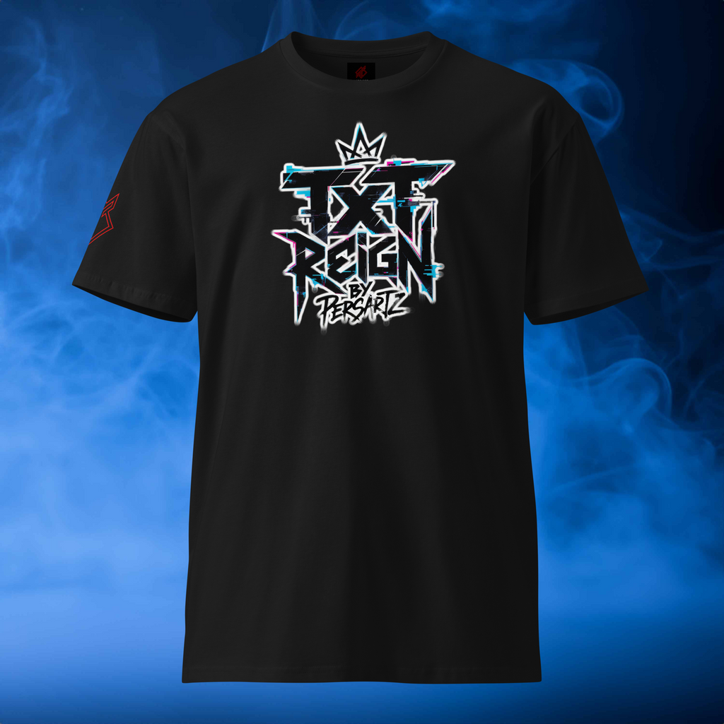 Persartz® Crown Signal Script Camiseta Streetwear Negro Frente DROP002