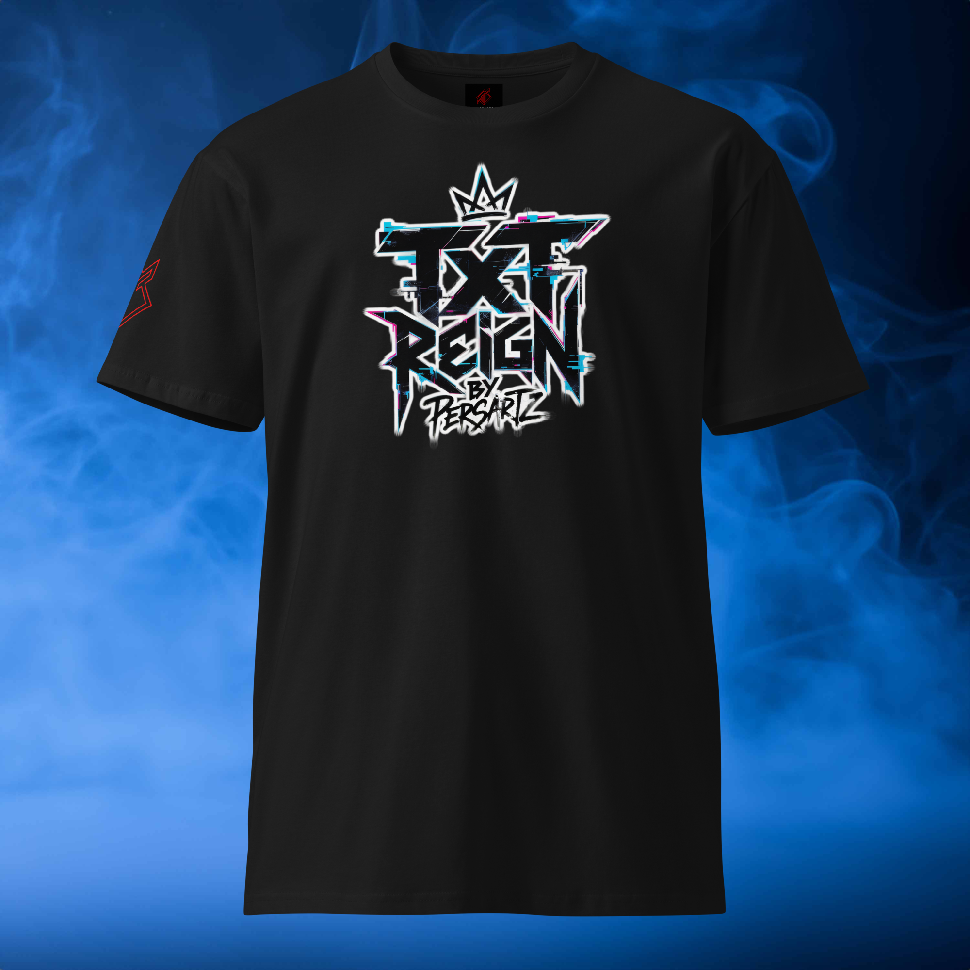Persartz® Crown Signal Script Camiseta Streetwear Negro Frente DROP002