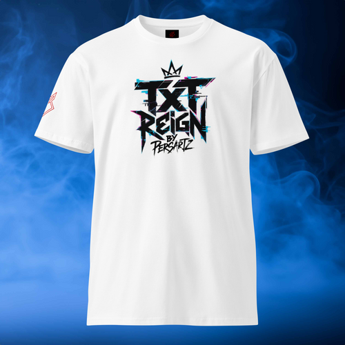 Persartz® Crown Signal Script Camiseta Streetwear Blanco Frente DROP002