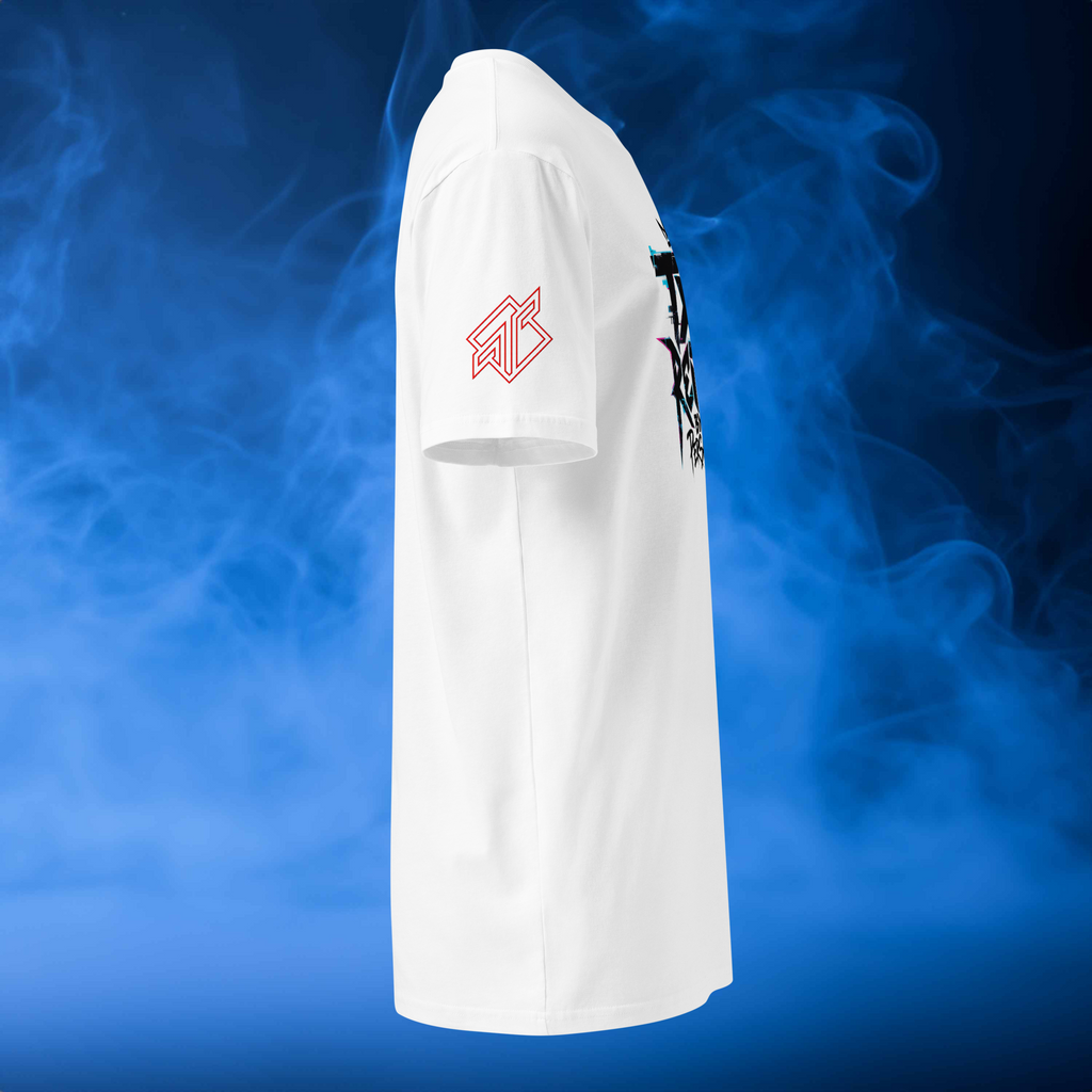 Persartz® Crown Signal Script Camiseta Streetwear Blanco Lateral DROP002