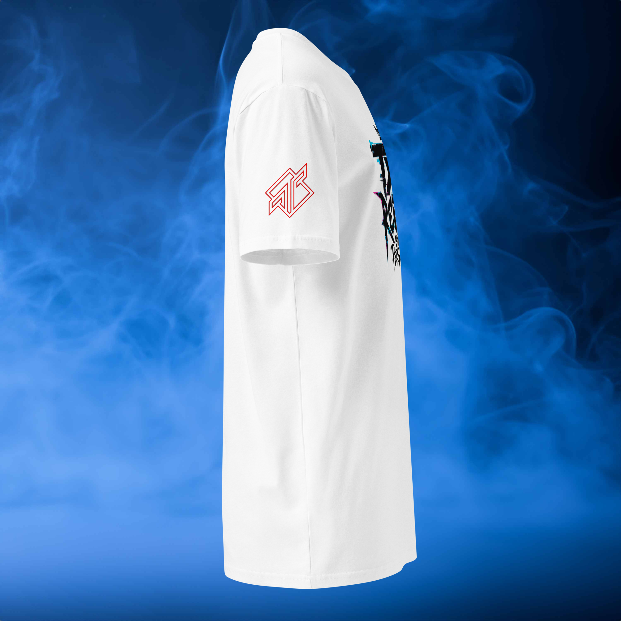 Persartz® Crown Signal Script Camiseta Streetwear Blanco Lateral DROP002